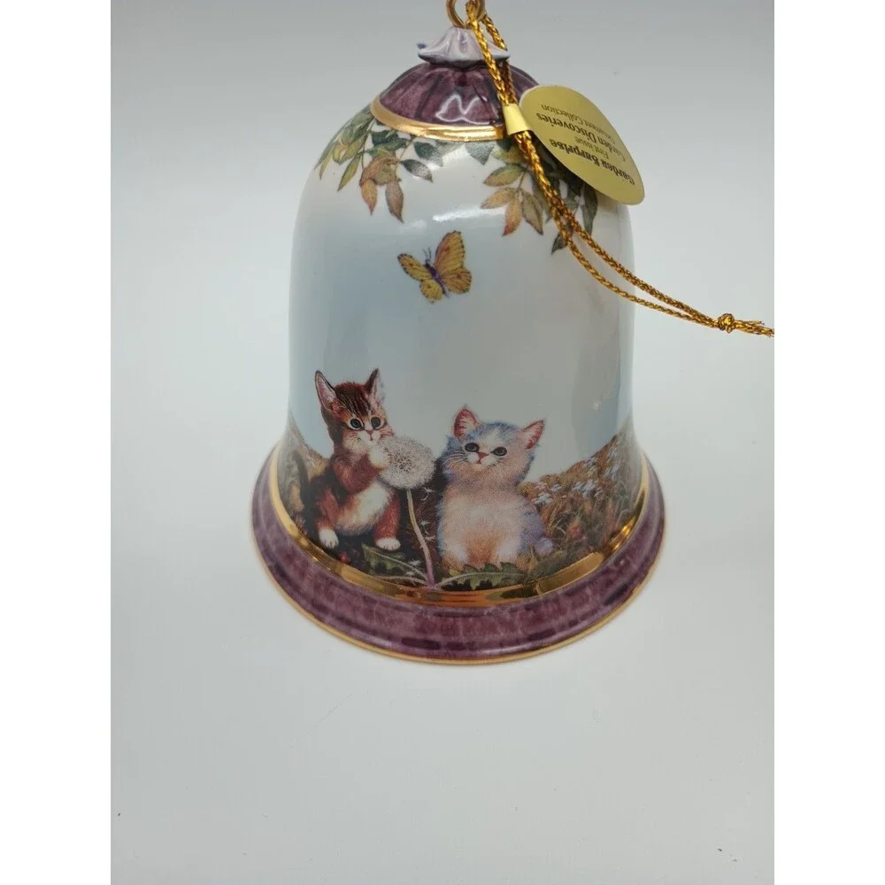 The Bradford Editions Garden Discoveries Kitten Ornaments 3 Bells Kitty Cat